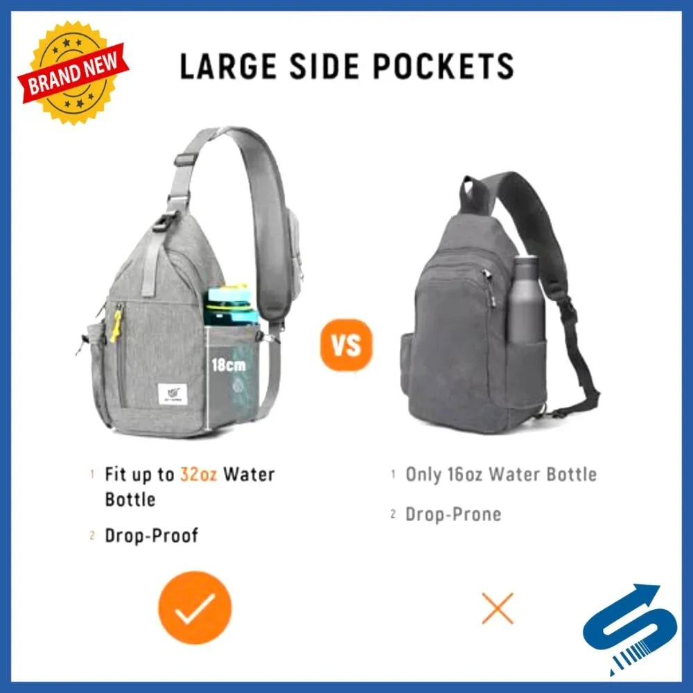 Anti-Theft RFID Crossbody Sling Bag with 7 Pockets Water-Resistant Travel